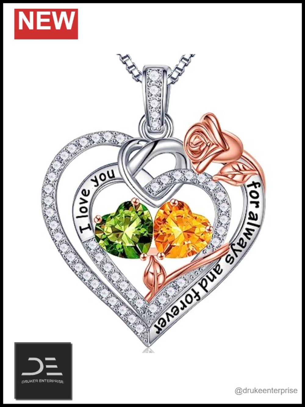 Sterling Silver Heart Pendant Necklace Birthstone Jewelry Gift Anniversary